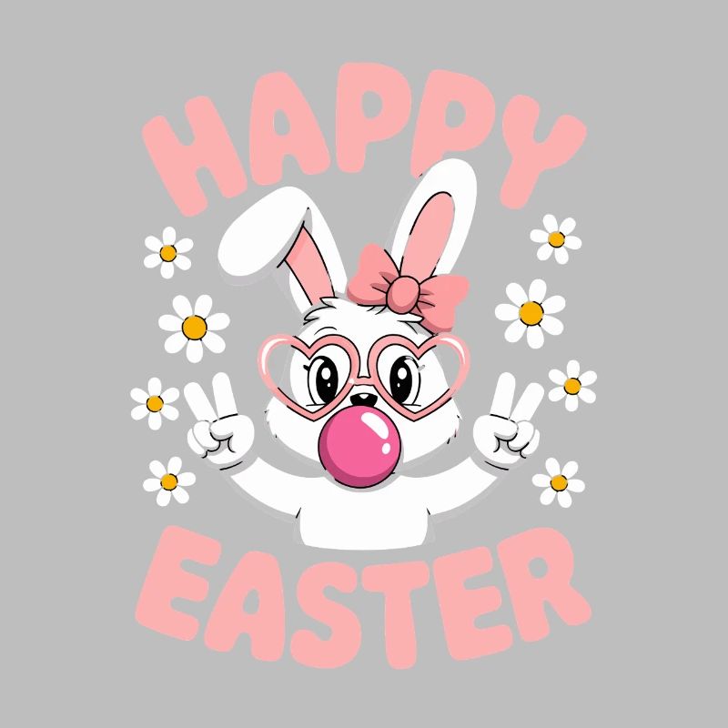 Happy Easter Cute Easter Bunny with Glasses