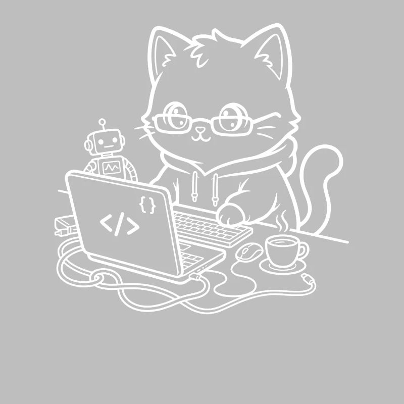 Coder Kawaii Katze Programmierer