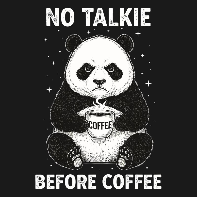 Pas de conversation devant un panda amateur de café