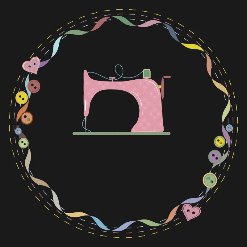 nostalgic colorful sewing machine with buttons