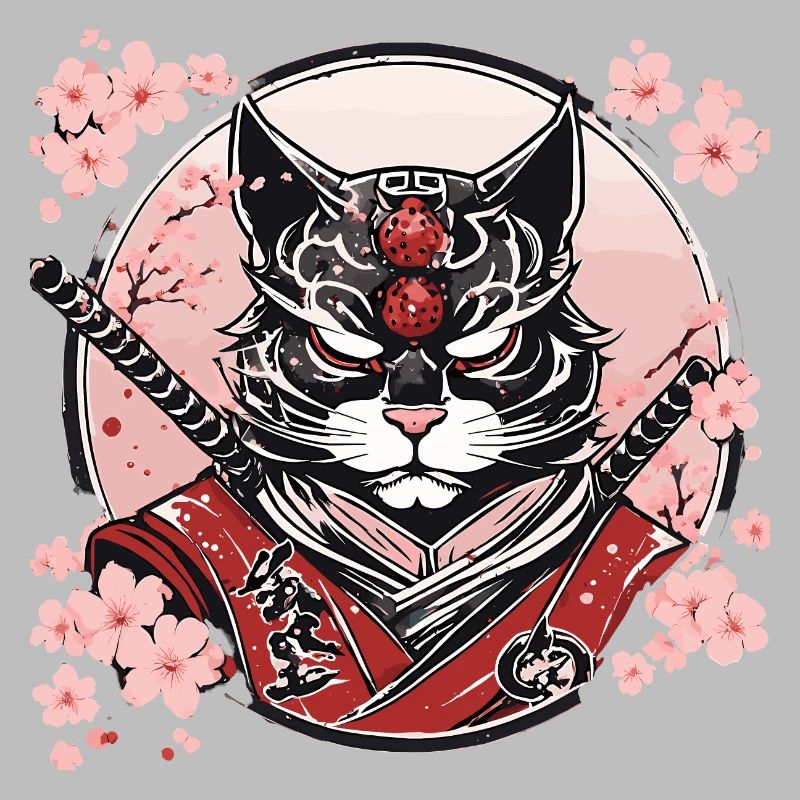 Dämonischer Kawaii Neko Samurai : Katzen-Samurai