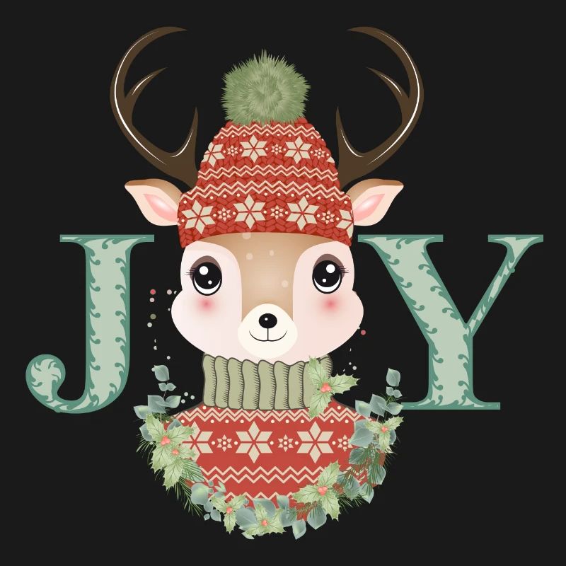 cerf mignon avec pull et bonnet pompon Joy