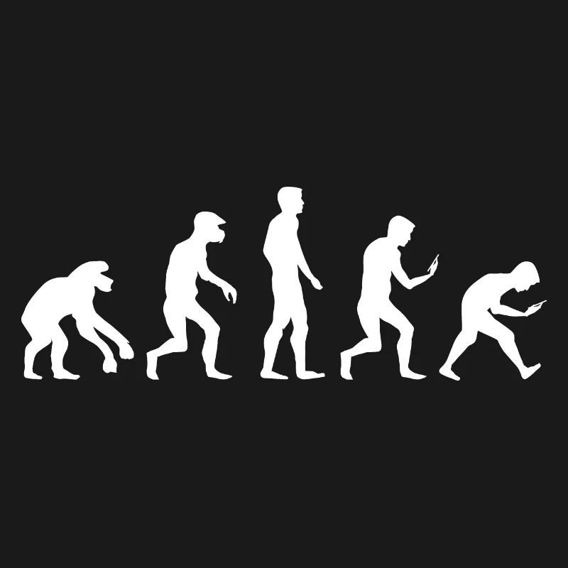 Logo drôle de dépendance au téléphone portable de smartphone d’évolution