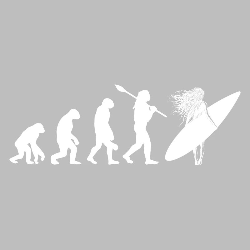 Surfing Evolution Female Surfer Silhouette Art