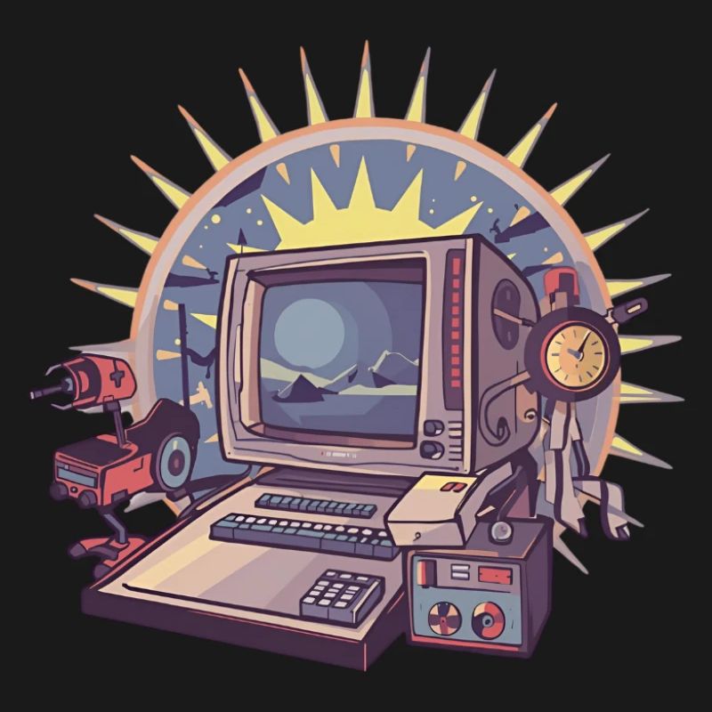 Futuristischer Computer mit Retro-Elementen