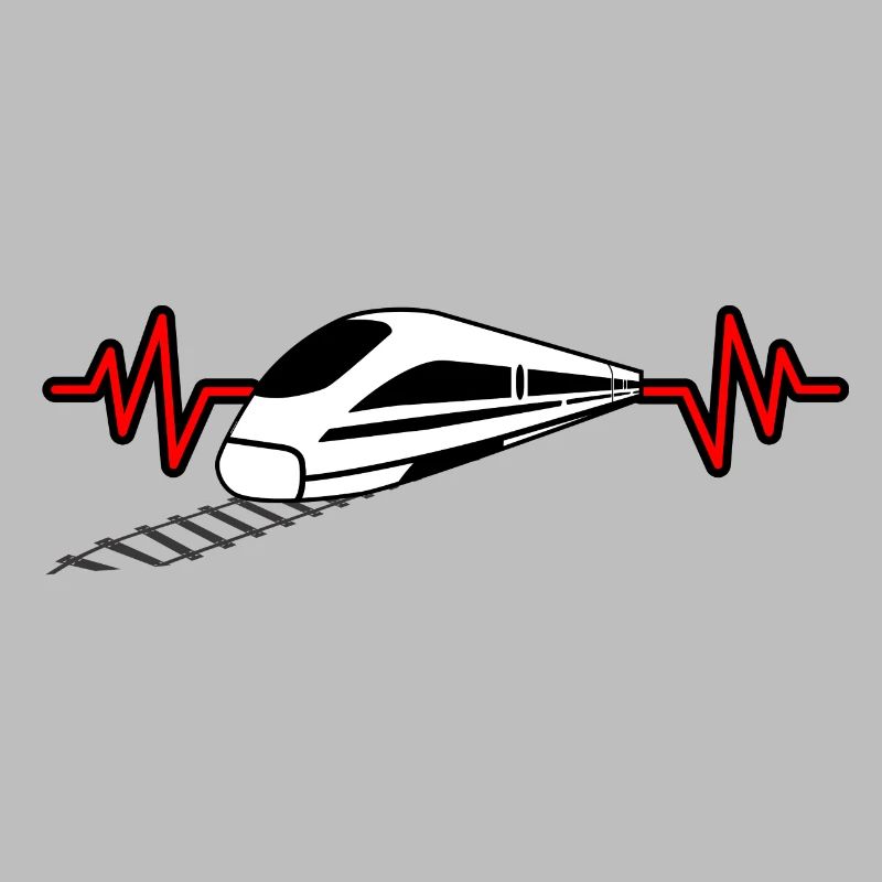 Heartbeat with train - railway worker, train driver design