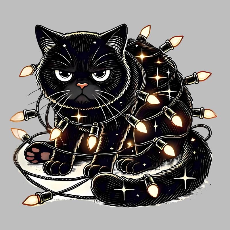 Grumpy Christmas Cat. Meow but please without tinsel