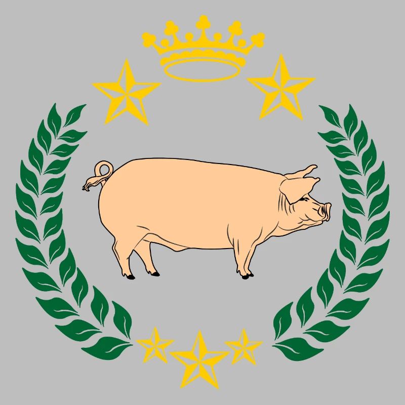 Cochon taché dans une couronne de laurier