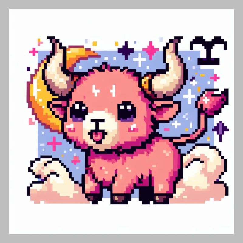 Süßes Sternzeichen Stier als Pixelart