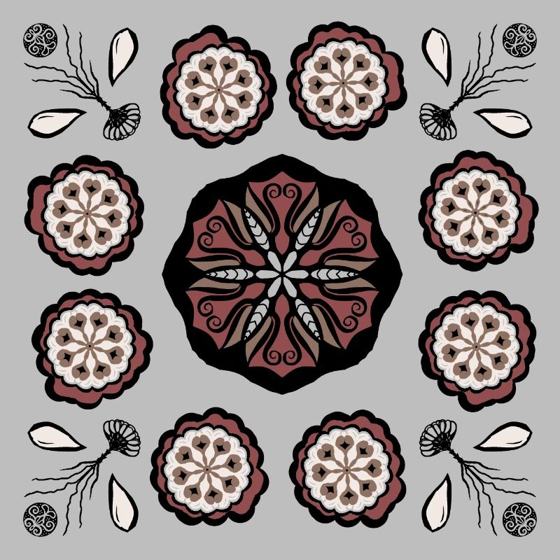 Dunkles Blütenmandala Muster