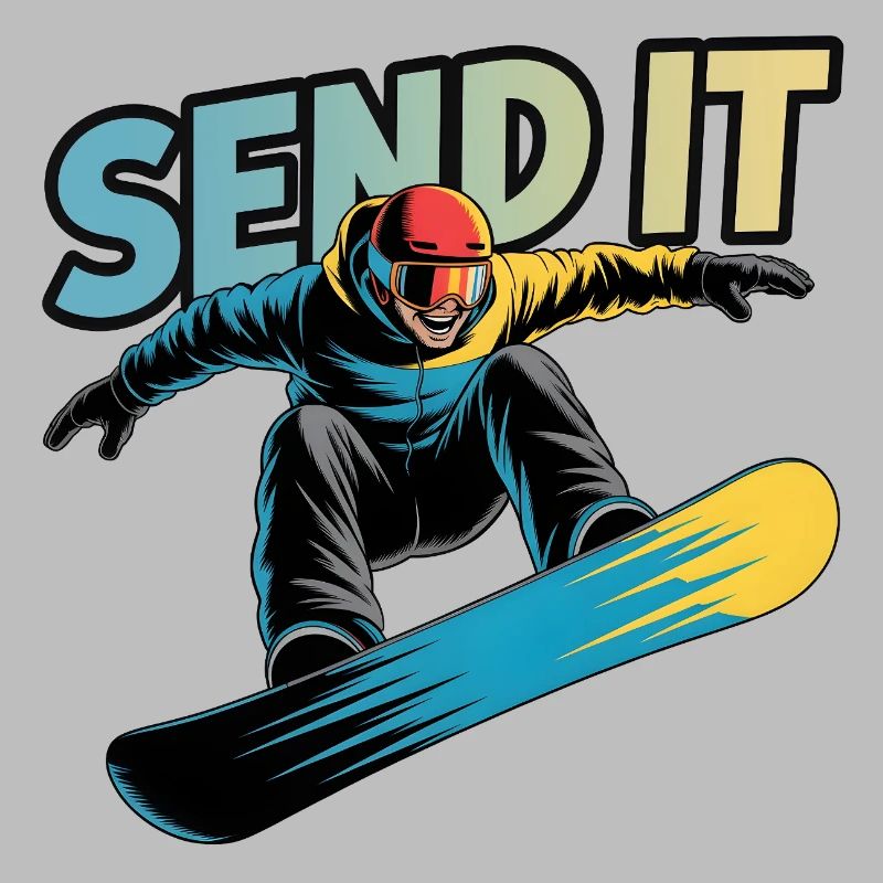 Snowboard Send It Action Comic Wintersport