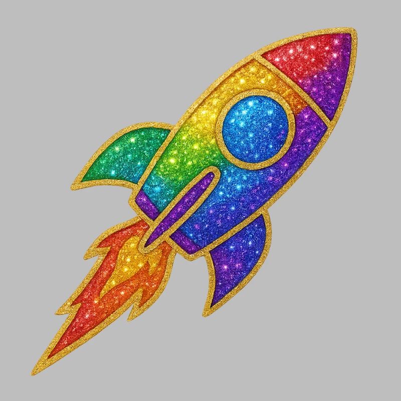 Rainbow Rocket Glitter Design