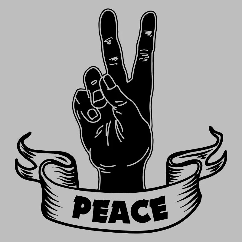 Black hand peace with text PEACE