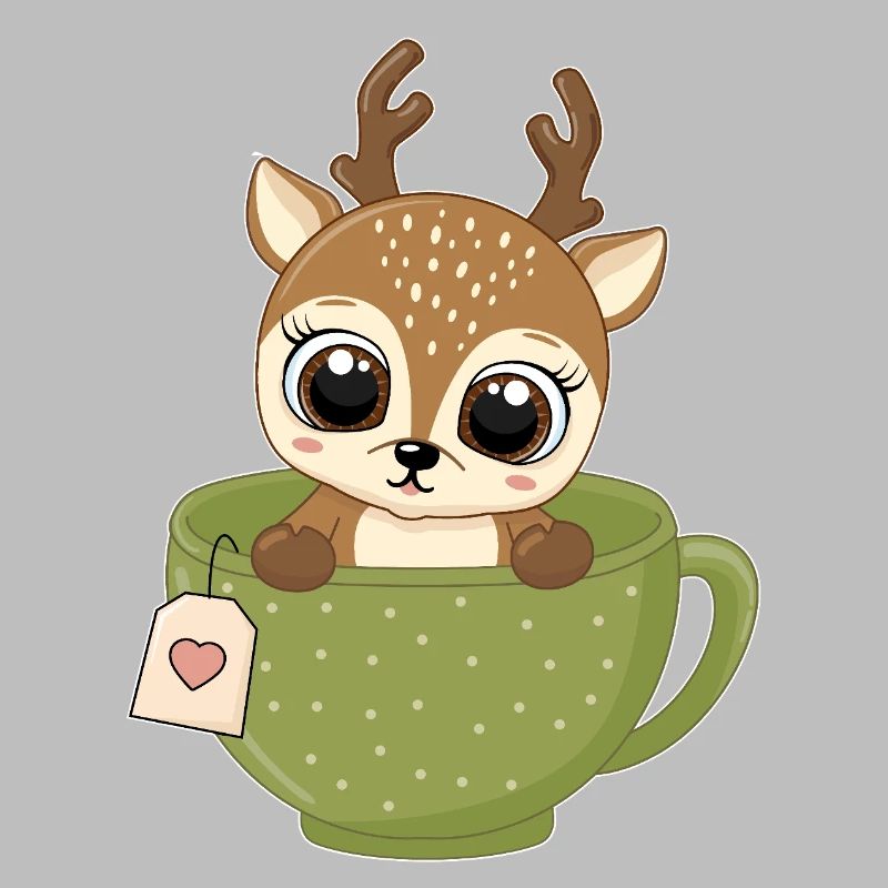 Fawn in Tea Mug Funny Forest Tea Drinker