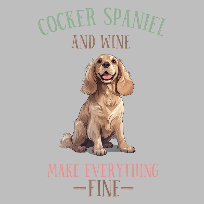 Cocker Spaniel and Wine Make Everything Fine