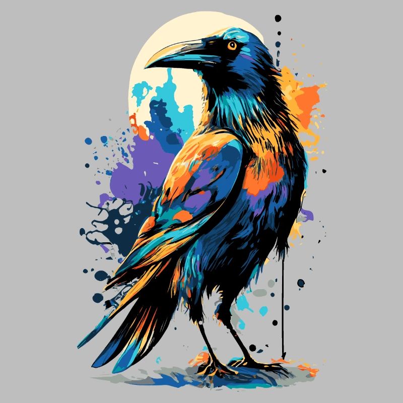 Black Raven - Crow Colorful - Ravens & Crows