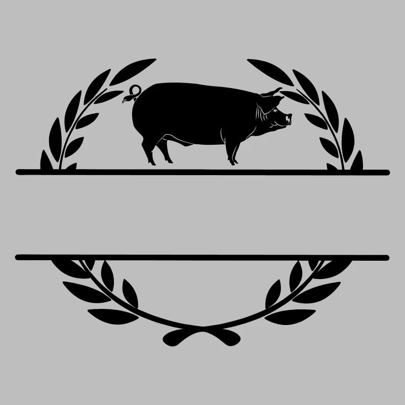 Cochon logo dans une couronne de laurier