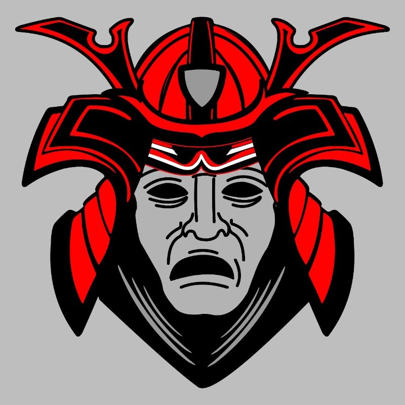Düsteres Samurai-Gesicht mit Helm