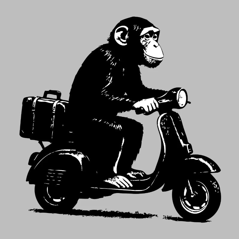Retro Affe auf Moped | Roller-Affe