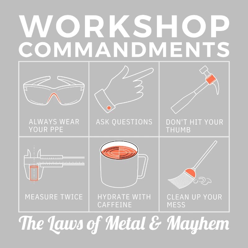 Workshop Rules, Sarcastic Machinist & Engineer Tee