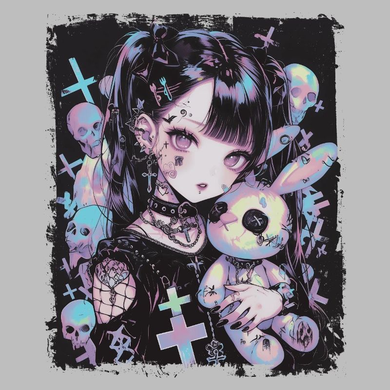 Anime Mädchen Goth Bunny Puppe Gothic Geschenk