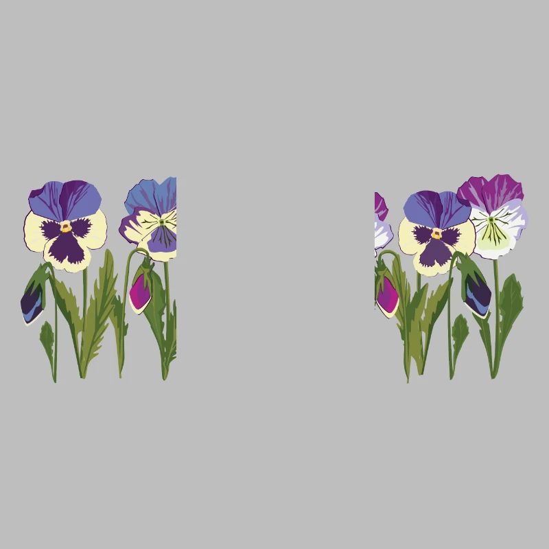 Rangée de fleurs de pensée en violet