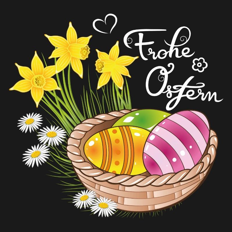 Happy Easter Easter basket Easter eggs Easter flowers eggs