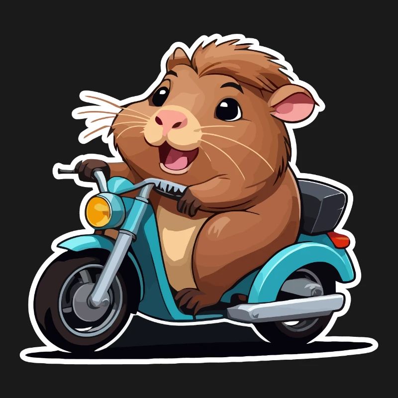 Cochon d’Inde sur cyclomoteur