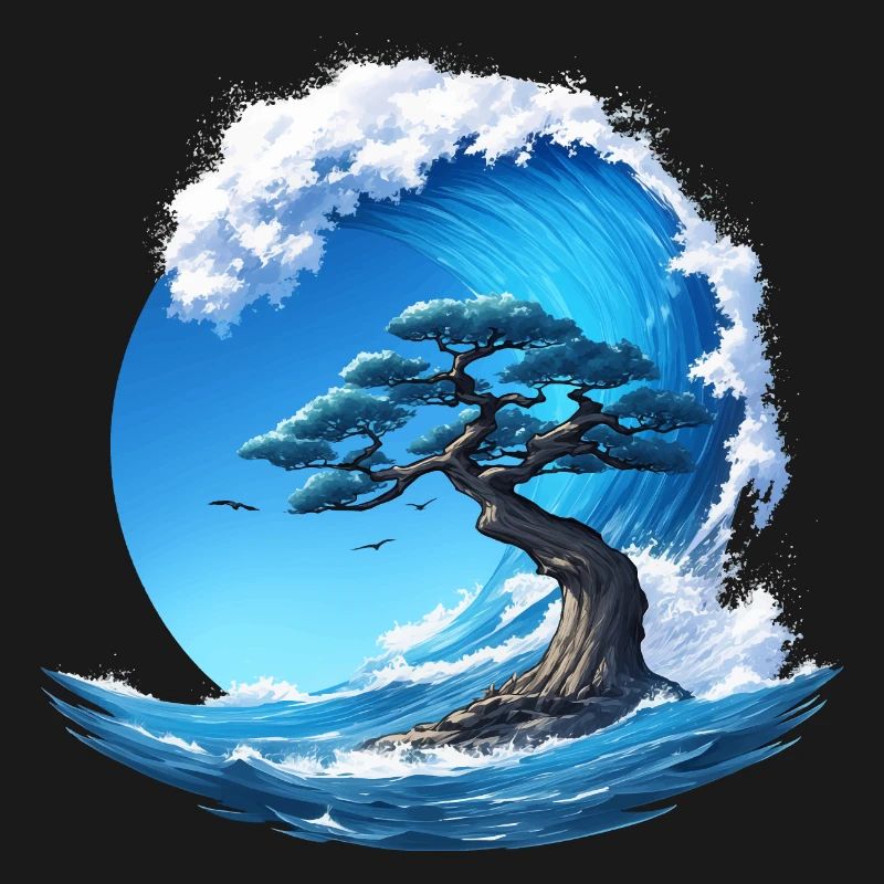 A tree under a wave