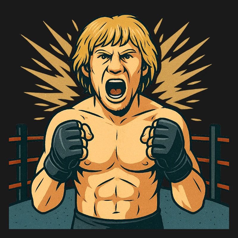 Combative boxing hero comic style