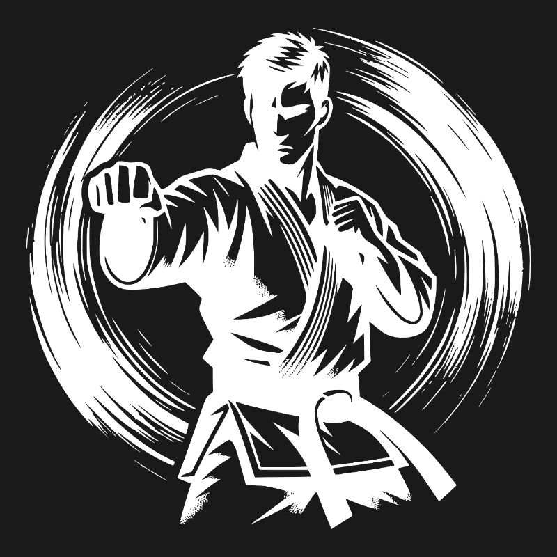 Silhouette de Karaté Parfaite en Combat Dynamique