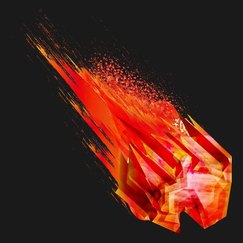 Glowing Asteroid with Fire Tail – Power Design