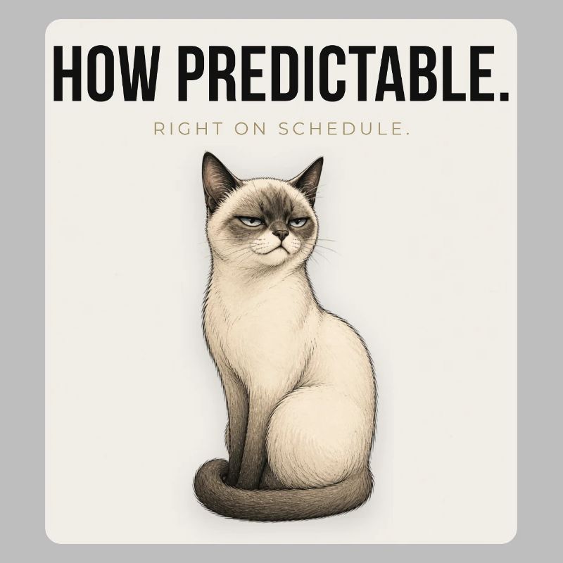HOW PREDICTABLE. Noble Cat Sarcastic Meme Design