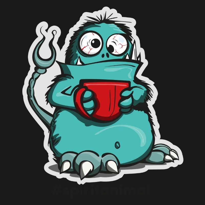 Kaffee-Monster im Comic-Stil