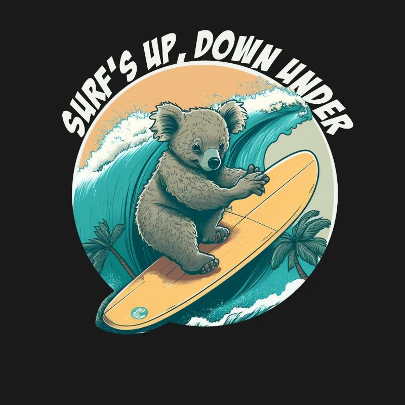 Down under surfing koala bear