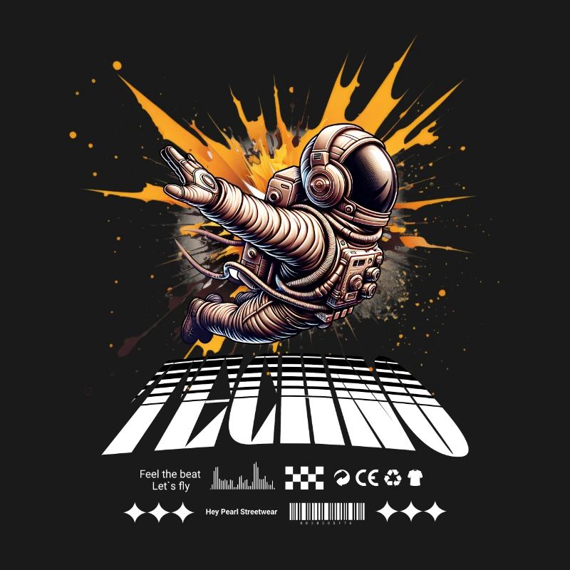 Astronaut im Sprayer-Splash Techno