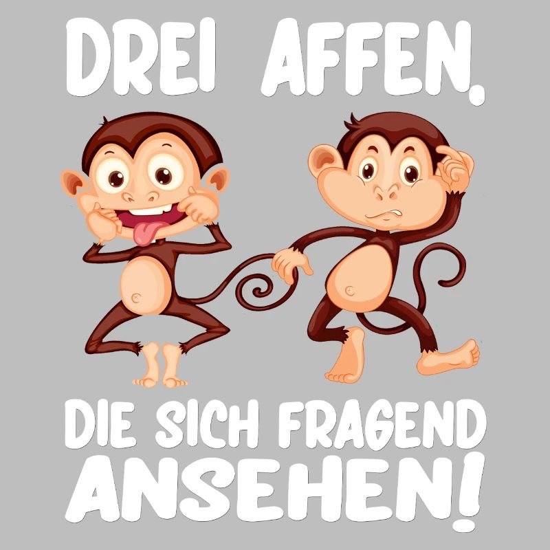 Three monkeys looking at each other questioningly Funny