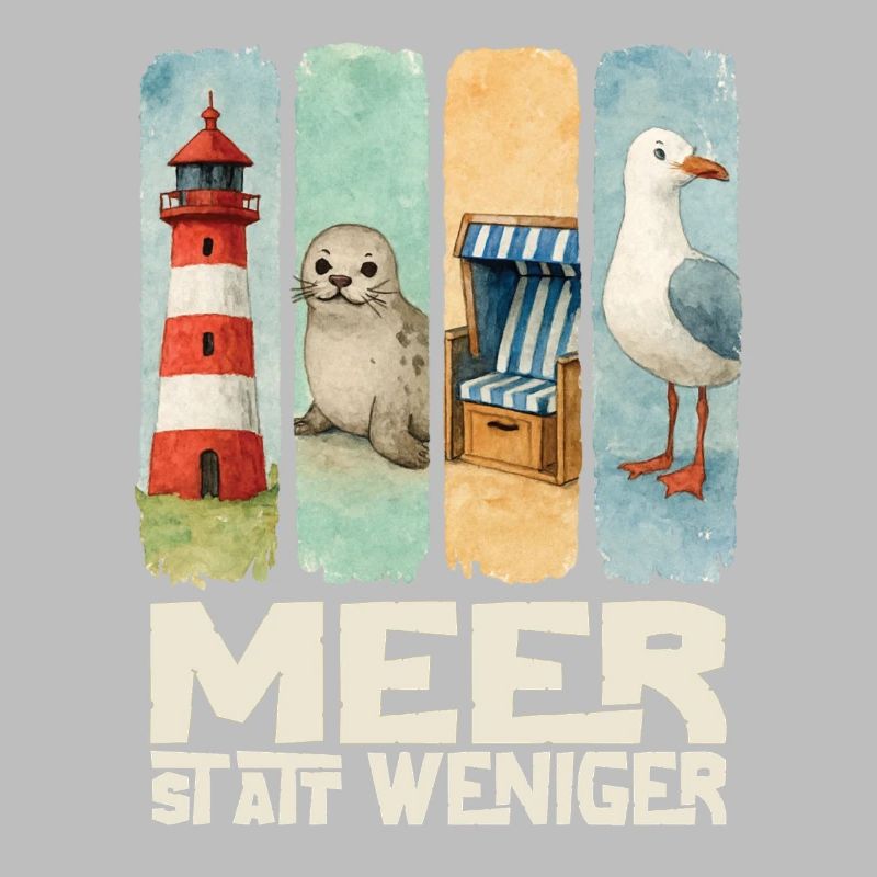 Moin Leuchtturm Robbe Strandkorb Möwe Küste