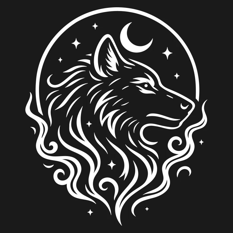 Rauhnächte Mystical Wolf with Moon