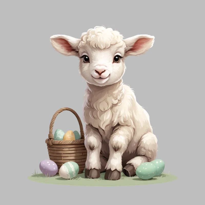 Pastel lamb with Easter eggs
