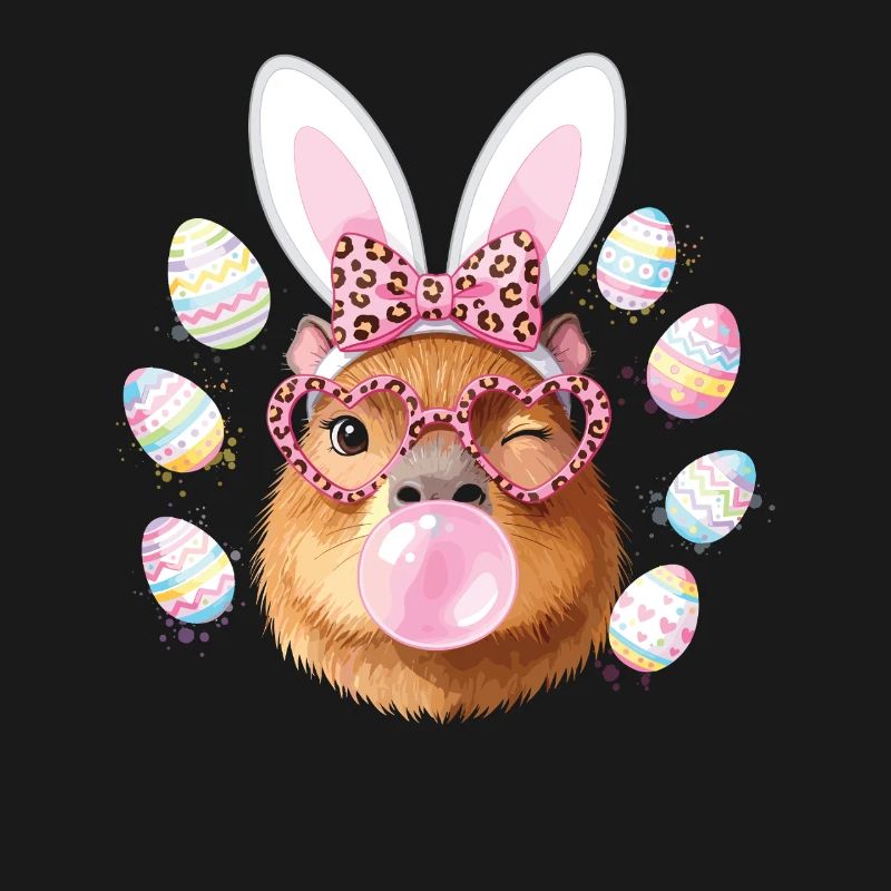 Capybara de lapin de Pâques avec lunettes léopard