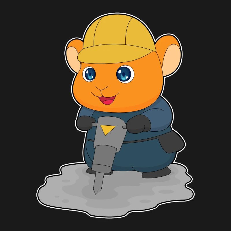 Hamster Construction Worker Jackhammer Construction Site