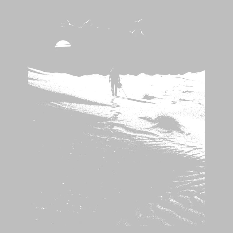 Path through the desert with footprints - Monochrome Art