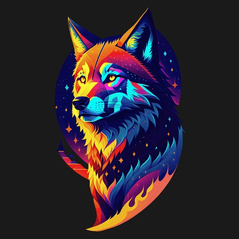 Wolf in the Night - Multicolored Decor