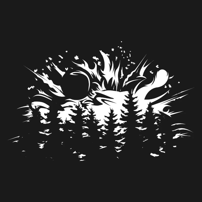 Forest Moon Explosion Tree Nature Illustration Logo