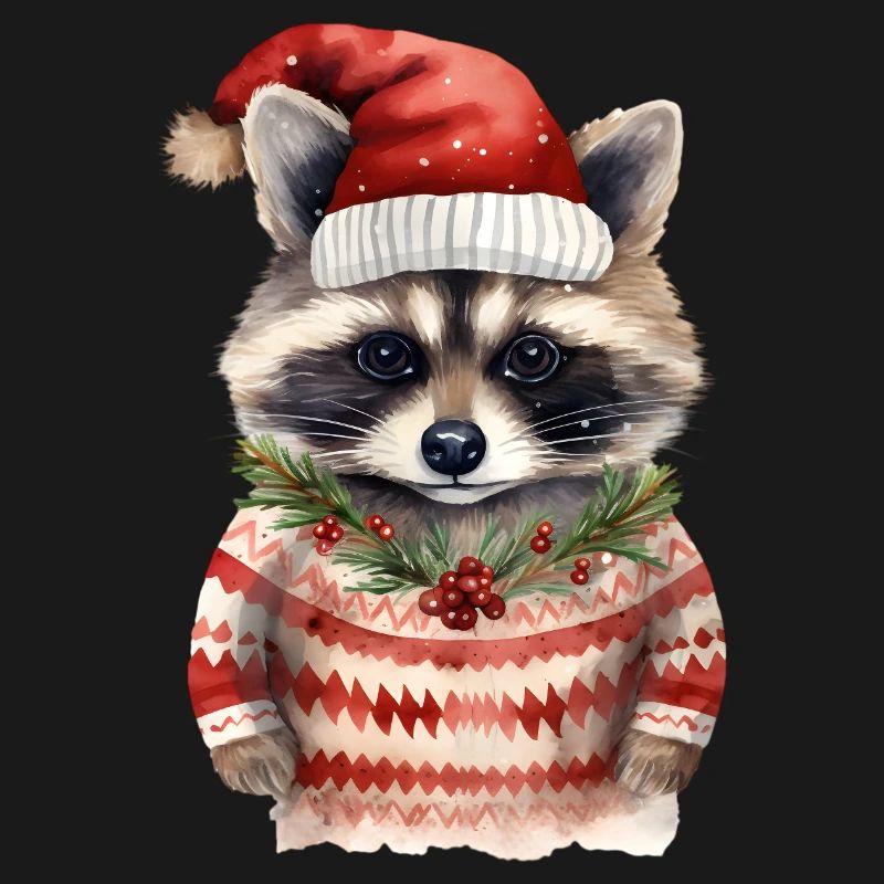 Waschbär Weihnachtspullover