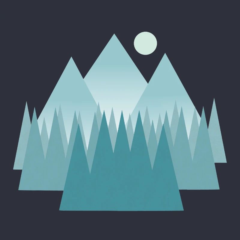 Astral mountain landscape in blue tones