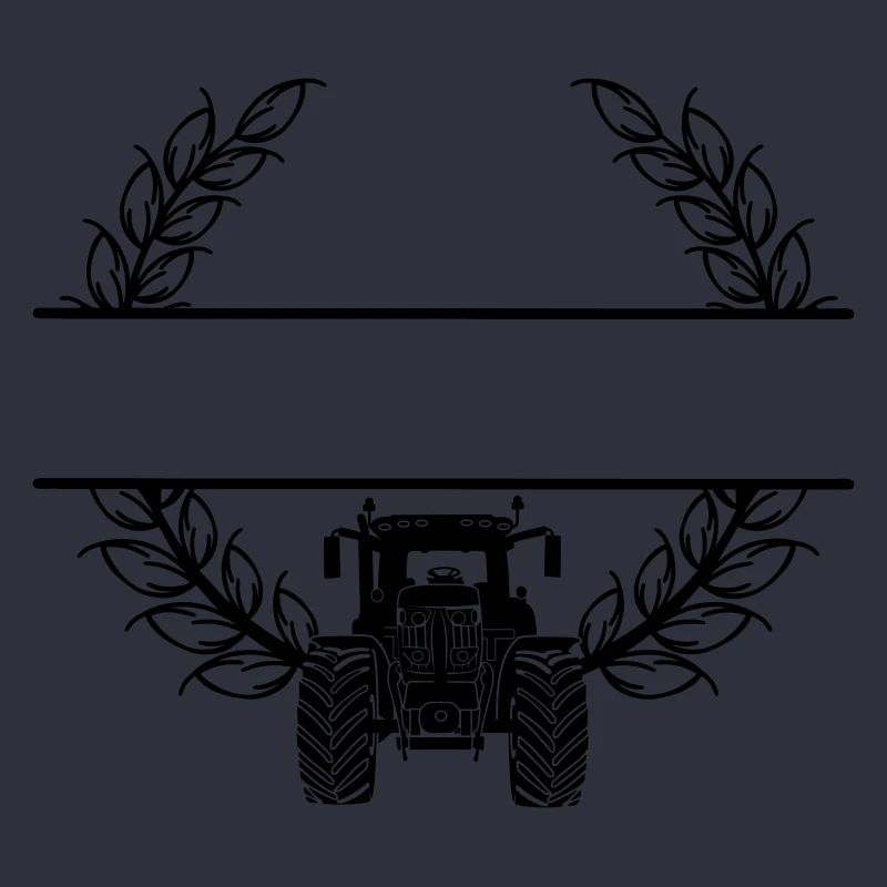 Tractor front view in wheat wreath