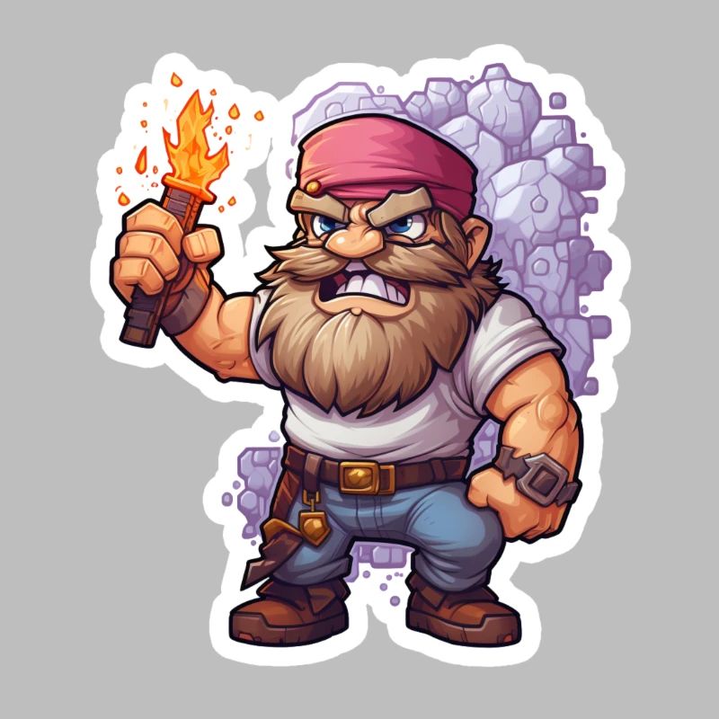 Pixel Dwarf With Torch Mining Game Shirt