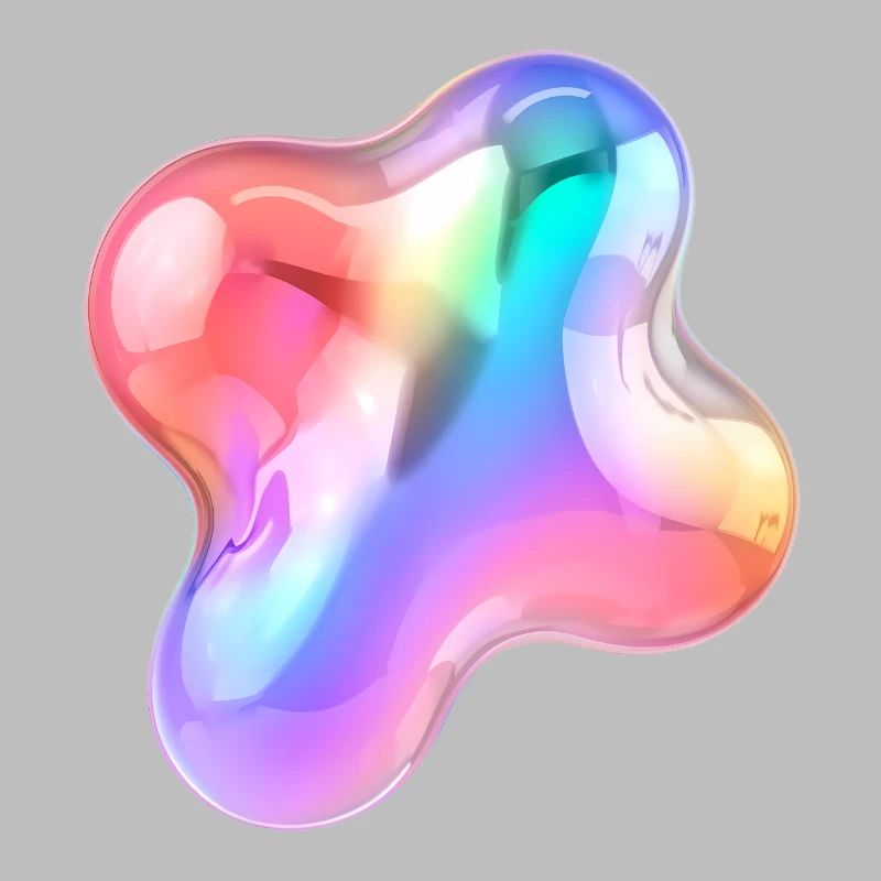 Rainbow Glossy Abstract Blob Design